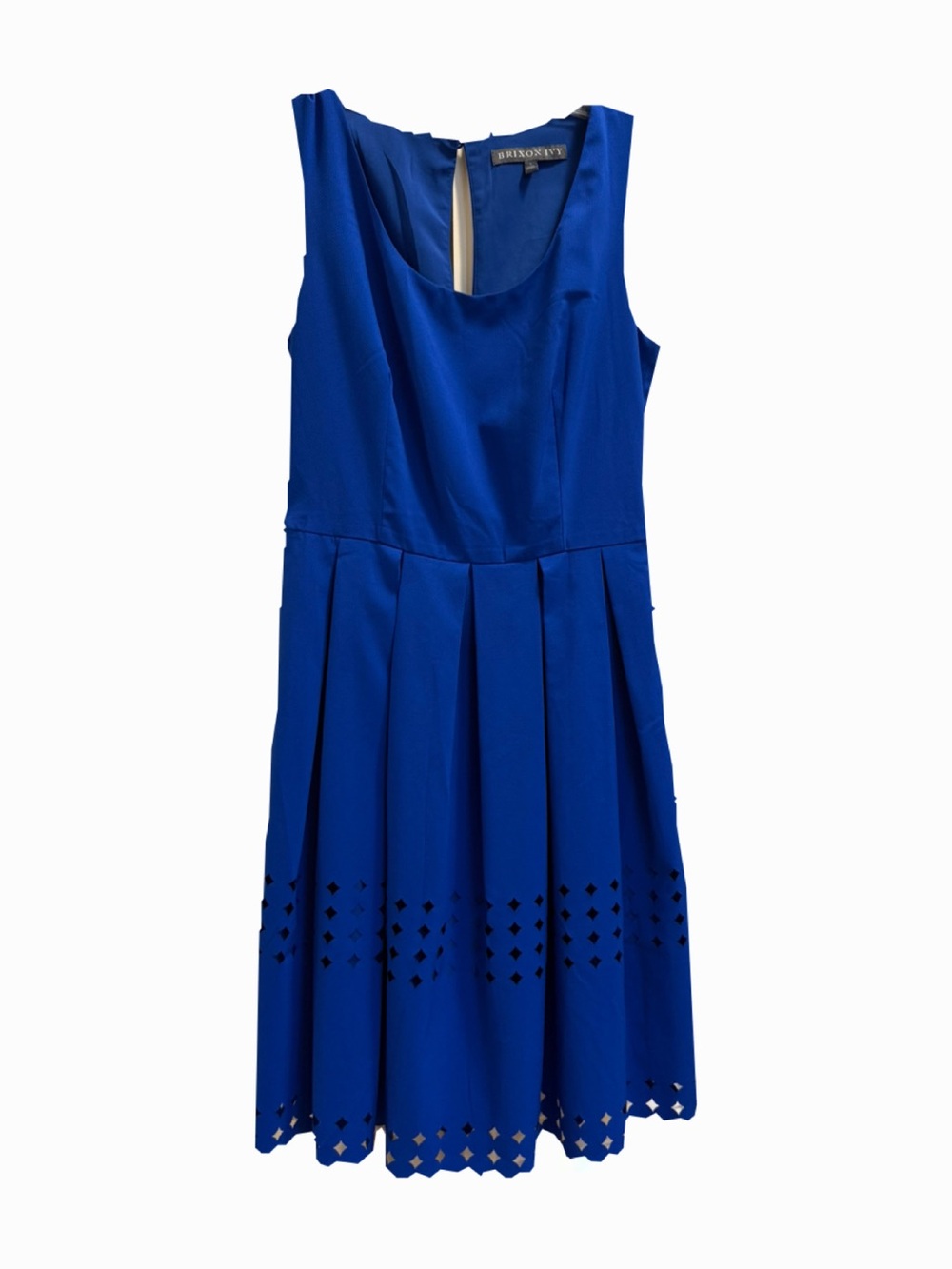 Brixon Ivy Sleeveless Cobalt Midi Dress with Laser-Cut Hem